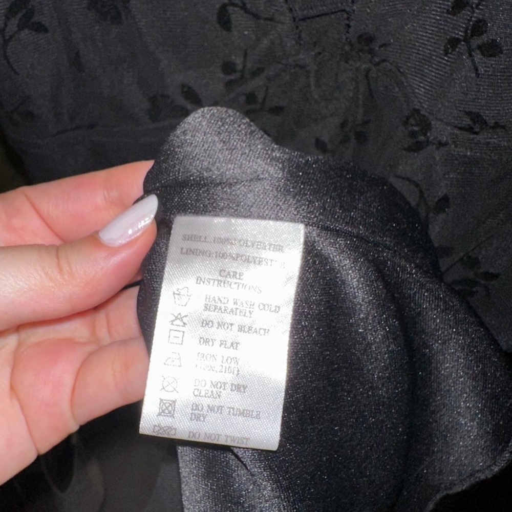 Motel Black Velvet Floral Mini Dress - Picture 4 of 4